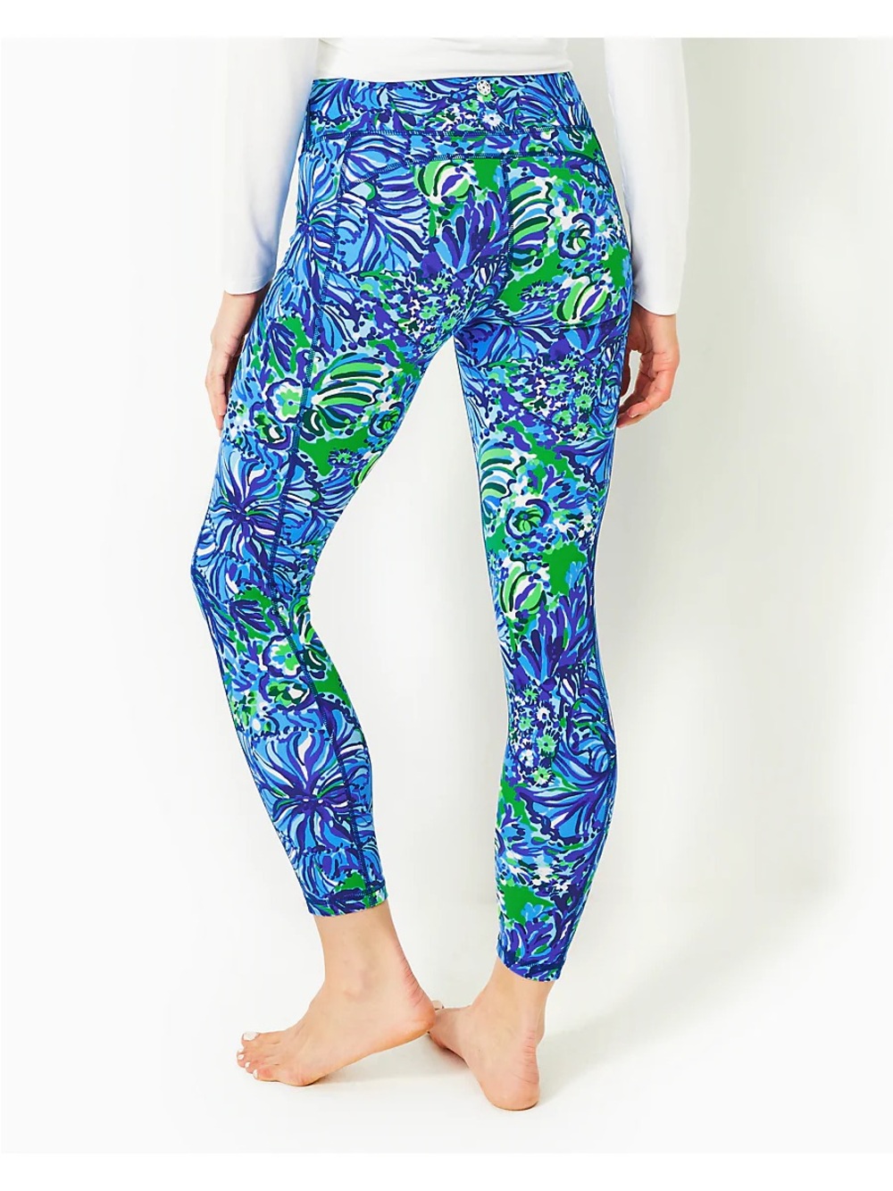 Lilly Pulitzer Luxletic Weekender High Rise Leggings Abaco Blue Turtle Awe Blue